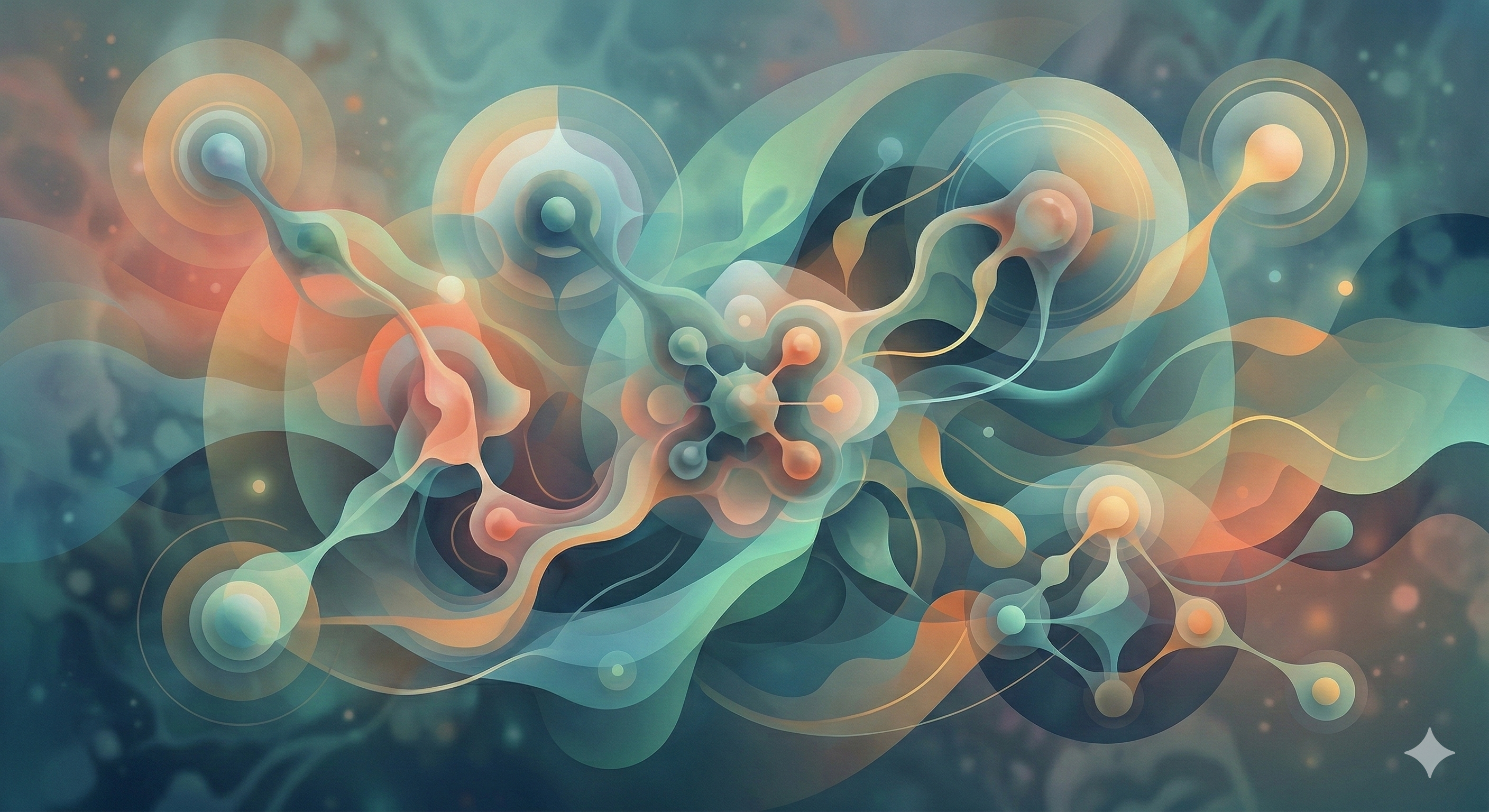 Abstract layered artwork representing context and relationships in AI